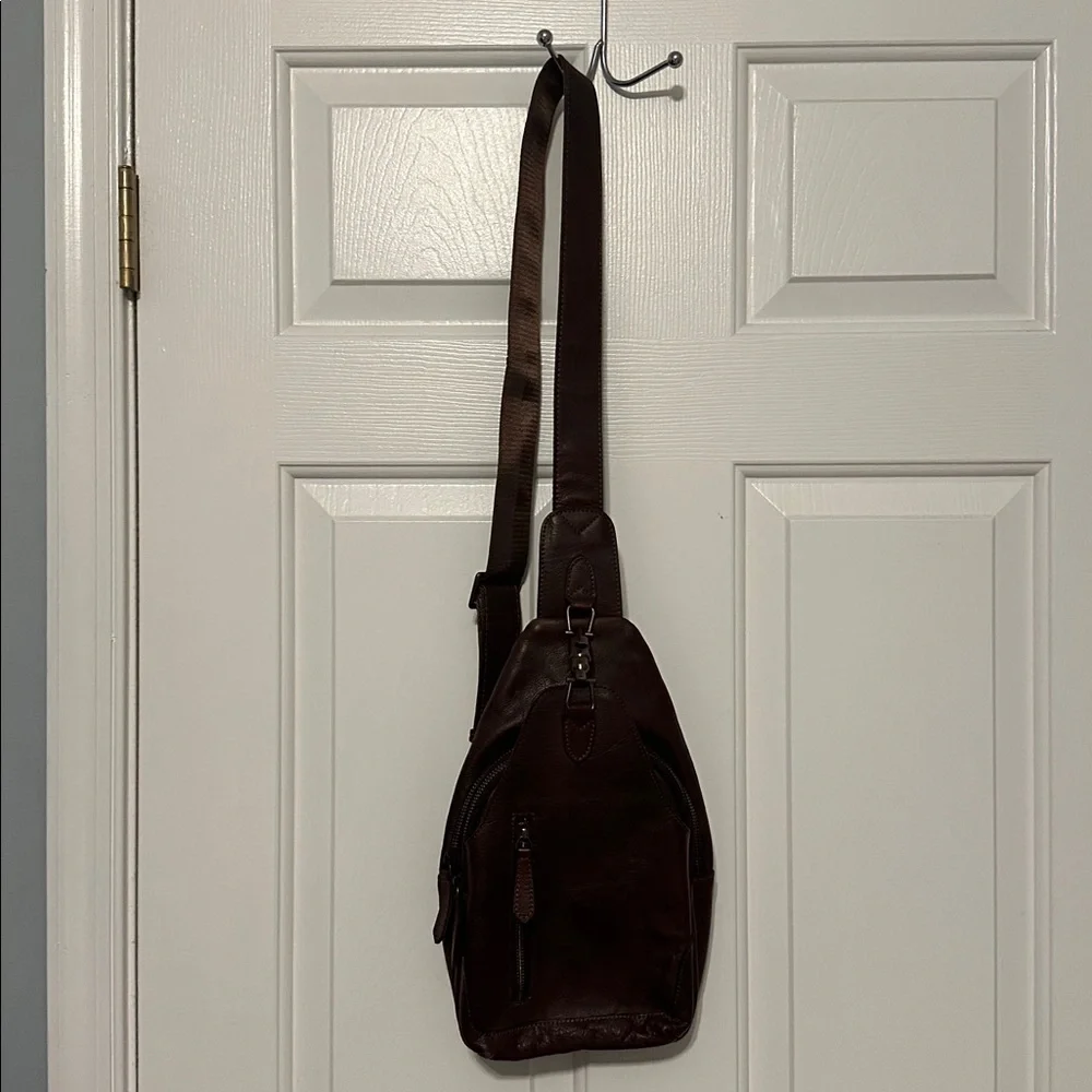 Brown Leather Sling Bag - Like New! - Picture 7 of 8